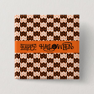 BLACK ORANGE CHECK STICKA Square Pin Button II Knapp
