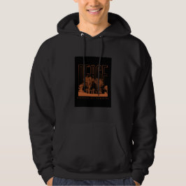Black Orange Futuristiska Peace Hoodie Sweatshirt