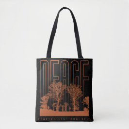 Black Orange Futuristiska Peace Shoulder Tote Bag Tygkasse