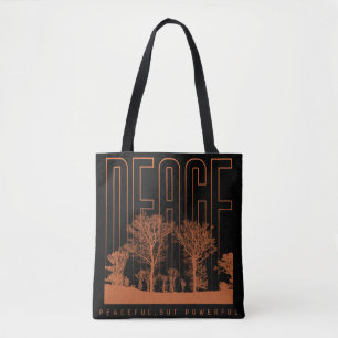 Black Orange Futuristiska Peace Shoulder Tote Bag Tygkasse