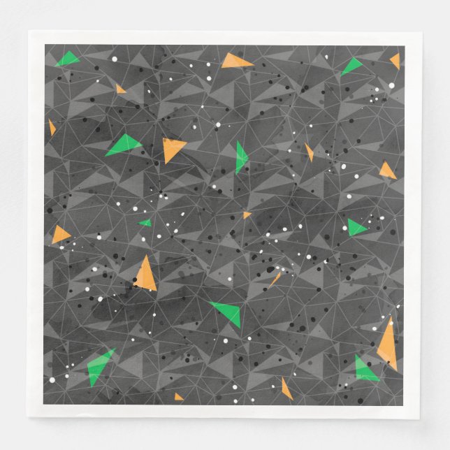 BLACK ORANGE GRÖNT HALLOWEEN GEOMETRIC MÖNSTER PAPPERSSERVETT (Framsida)