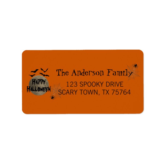 Black Orange Happy halloween Returadress Adressetikett (Framsidan)