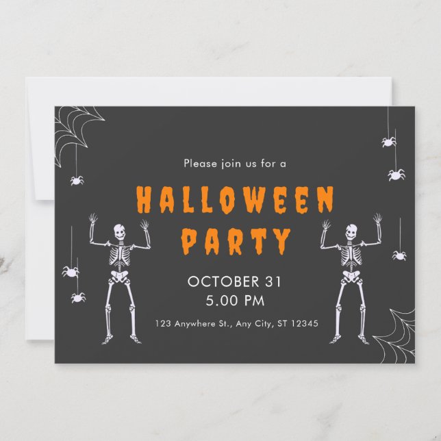 Black Orange Illustrated Halloween-inbjudan Inbjudningar (Framsida)