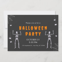Black Orange Illustrated Halloween-inbjudan