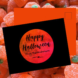 Black Orange Mörk Night Full Moon Happy halloween Helg Vykort