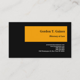 Black Orange Plain Professionell Attorney at Law Visitkort