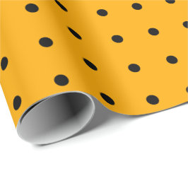 Black Orange Polka Dot Mönster Halloween Wrapping Presentpapper