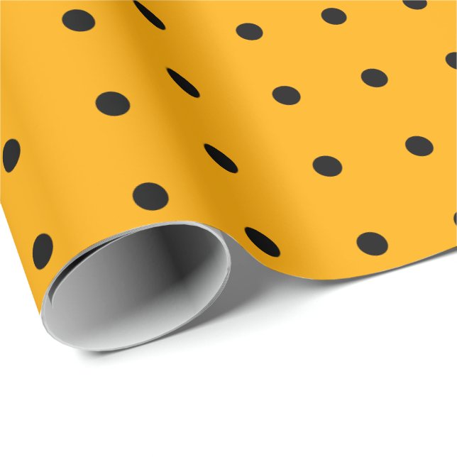 Black Orange Polka Dot Mönster Halloween Wrapping Presentpapper (Rullad Hörn)