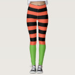Black & Orange Rand Grönt Grund Roligt Halloween Leggings<br><div class="desc">Black & Orange Rand Grönt Grund Roligt Halloween Leggings</div>