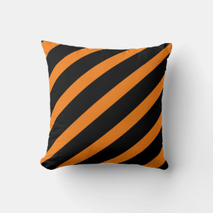 Black & Orange Rand Stripe Halloween Kudde