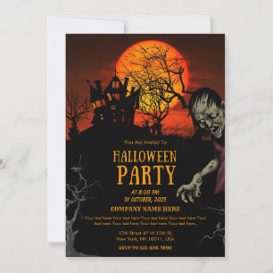 Black & Orange Simple Halloween Office Party Inbjudningar