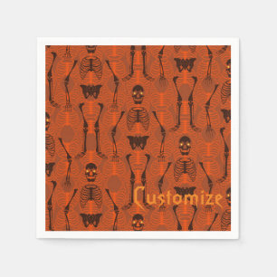 Black & Orange Skeletons Halloween Napkins Pappersservett