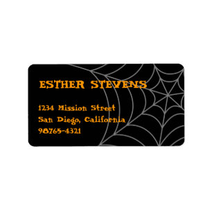 Black orange spindelnät Halloween-returadress Adressetikett