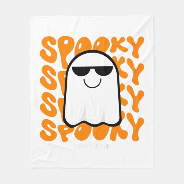 Black Orange Spooky Halloween Fleecefilt (Framsidan)
