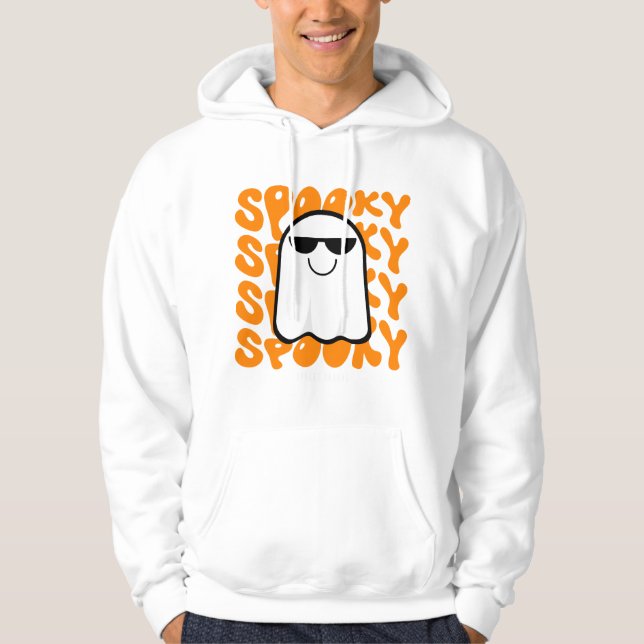 Black Orange Spooky Halloween Hoodie (Framsida)