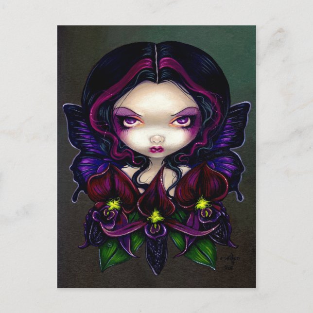 "Black Orchid Fairy" vykort (Framsida)