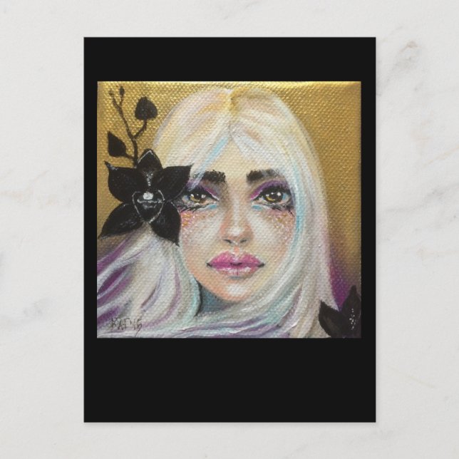Black Orchid Girl, Original Art Vykort (Framsida)