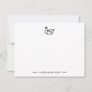 Black Origami Papper Svan Crane Stationery Anteckningskort