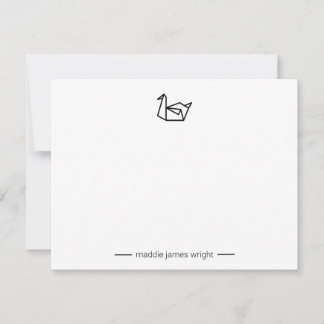 Black Origami Papper Svan Crane Stationery Anteckningskort