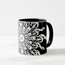 Black Ornamental Treble Clef Monogram