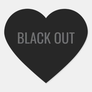 Black Out - Typografi-decal Hjärtformat Klistermärke