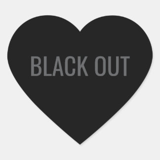 Black Out - Typografi-decal Hjärtformat Klistermärke