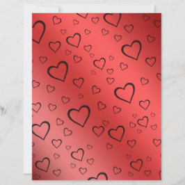 Black Outlines Hearts on Red Ombre Scrapbook Paper