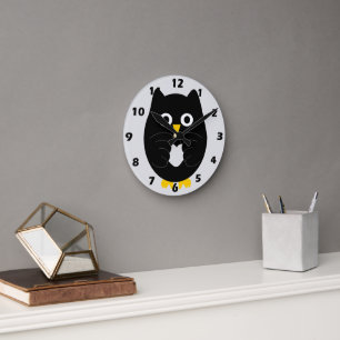 Black Owl Design Rund Klocka