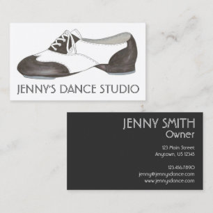 Black Oxford Tap Shoe Dance Teacher Studio Visitkort