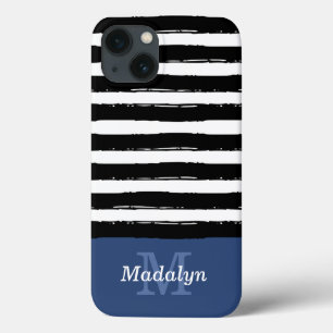 Black Paint Rand Mönster med marinmonogram Cas