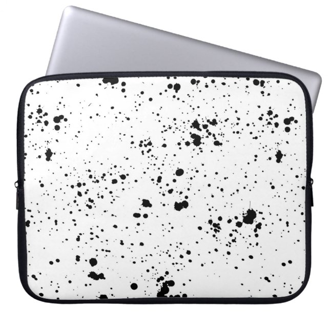 Black Paint Splatter Mönster Laptop Fodral (Framsidan)