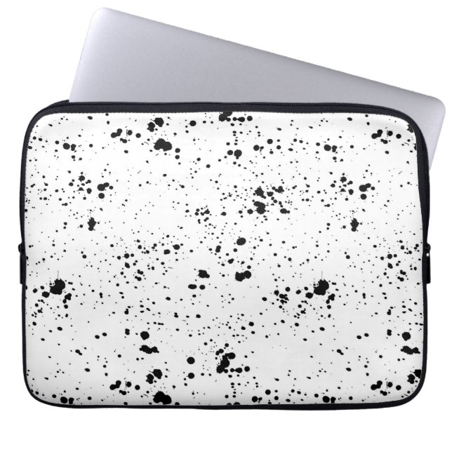 Black Paint Splatter Mönster Laptop Fodral (Framsidan)