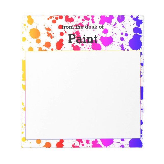 Bläck Paint Stänk Splatter Colorful Bright Rainbow Anteckningsblock (Framsida)