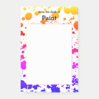 Bläck Paint Stänk Splatter Colorful Bright Rainbow Post-it Block