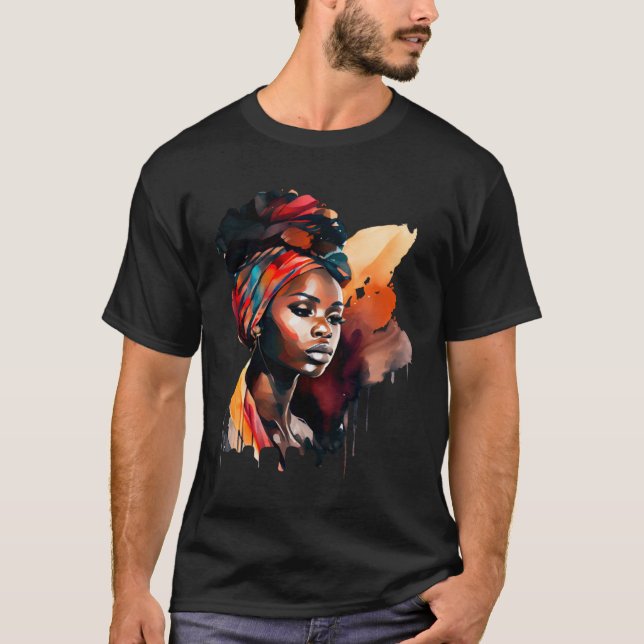Black Painting Beautiful African Queen Dripping Me T Shirt (Framsida)