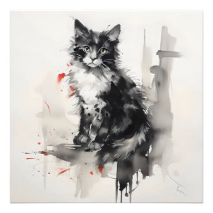 Bläck Painting Kitten Nature Fototryck
