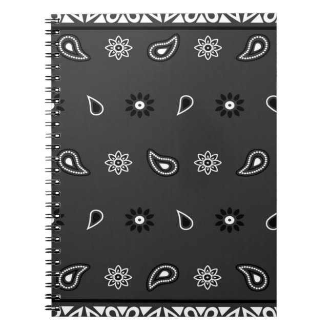 Black Paisley Bandana Birthday Hip hop Rap Scarf Anteckningsbok (Framsidan)