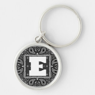 Black Paisley Bandana Birthday Hip hop Rap Scarf Rund Silverfärgad Nyckelring