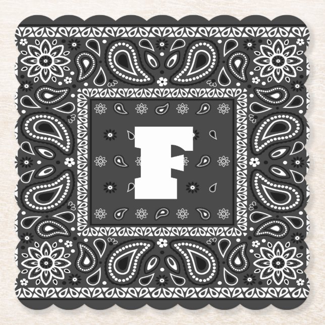 Black Paisley Bandana Birthday Hip hop Rap Scarf Underlägg Papper (Framsida)