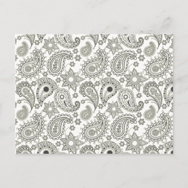 Black Paisley på White Vykort (Framsida)