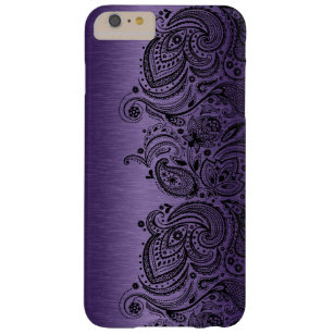 Black Paisley Snöre Lila Background Barely There iPhone 6 Plus Skal