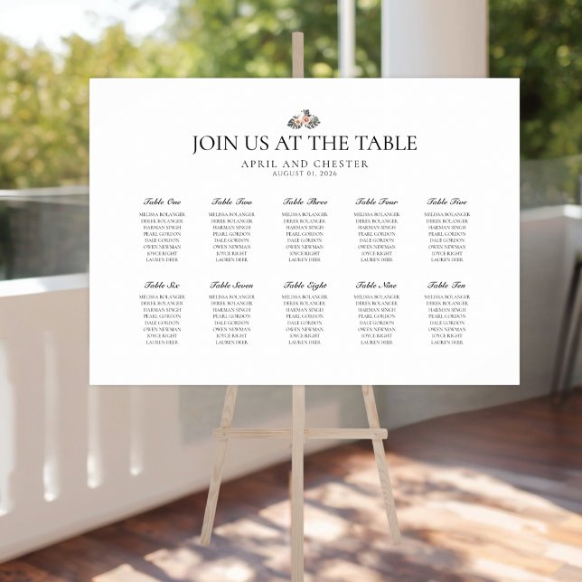 Black Palm Table Setting Chart Poster (Wedding Reception Seating Chart)