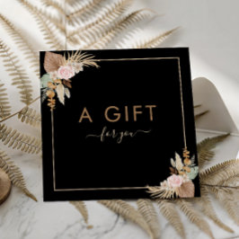 Black Pampas Grass Torkad Handflatan Blommigt  Bea Fyrkantigt Visitkort