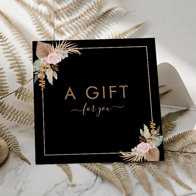 Black Pampas Grass Torkad Handflatan Blommigt  Bea Fyrkantigt Visitkort (Skapare uppladdad)