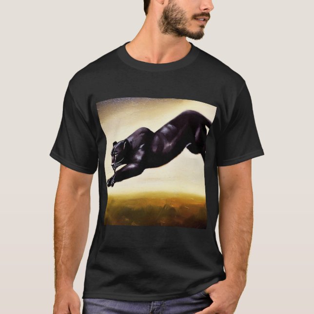 Black Panther (1) Vild katt T Shirt (Framsida)