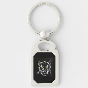 BLACK PANTHER ART NECKLACE KEYCHAIN REKTANGULÄRT SILVERFÄRGAD NYCKELRING