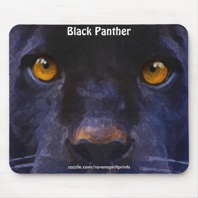 Black Panther (Black Jaguar) Ansikte Art Mousepad Musmatta (Framsidan)
