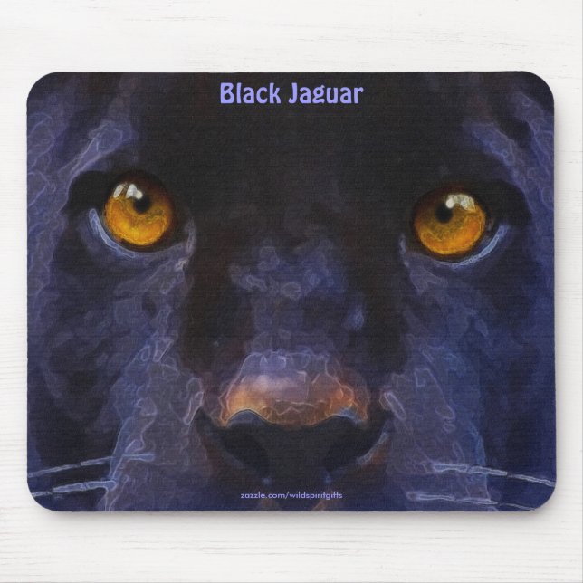 Black Panther (Black Jaguar) Wildlife Art Mousepad Musmatta (Framsidan)