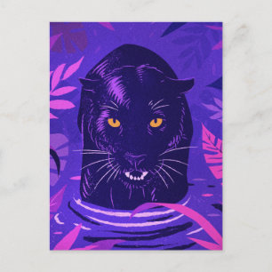 Black Panther Crouching i en flod Vykort