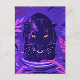 Black Panther Crouching i en flod Vykort